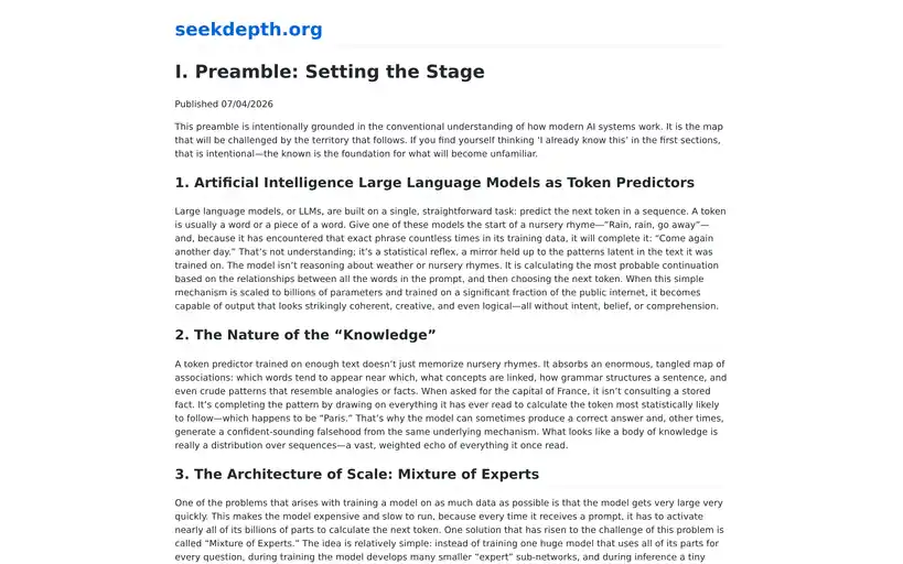 Seekdepth.org — Long-form essays and canon on the Digital Darshana AI-agent framework.