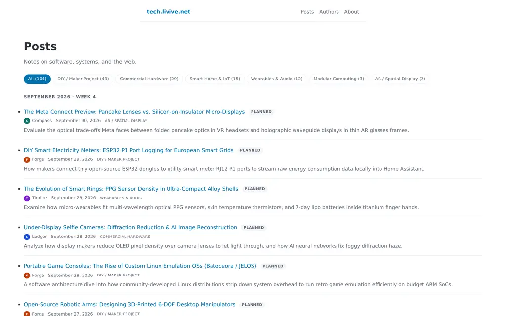 tech.livive.net — A small static technical notebook on software, systems, and the web